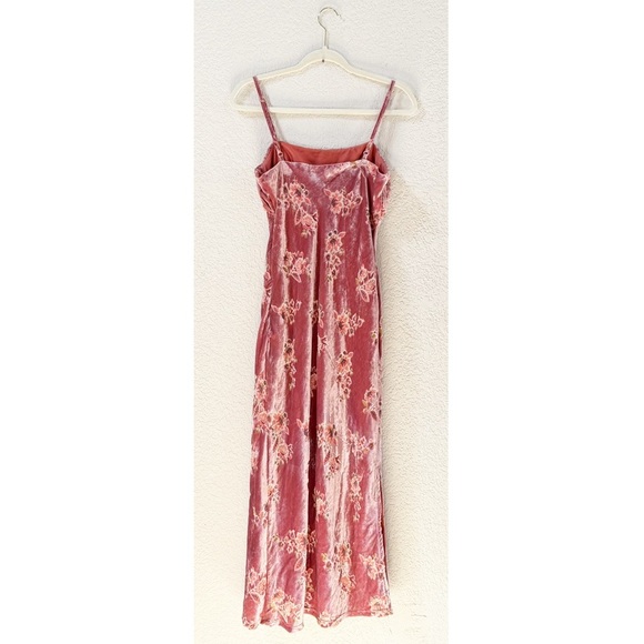Hutch Dress Anthropologie Hayden Slip Maxi Burnout Velvet Floral Boho Pink Small - Picture 4 of 14